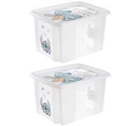 Set Of 2 Keeeper Stitch Turning Stacking Box 30L With Lid - Clear