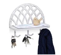 Set of 2 Key Racks with Hooks Hallway Coat Entryway Storage Unit Shelf White