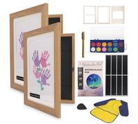 Set of 2 Kids Art Frames with Coloring Kit - A4 Artwork Frames for Kids Art, Drawings, Art Projects, Schoolwork, Kids Artwork Frames Changeable Display Holds Up to 150 Pieces of Artwork (NATURAL)