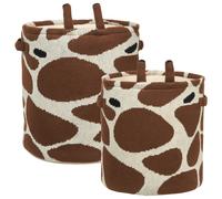 Set of 2 Kids Baskets Giraffe POMANG Cotton Brown