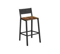 Set of 2 Kitchen Bar Stools, Rustic Brown + Black
