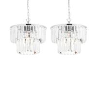 Set of 2 Knightsbridge - Two Tier Glass Ceiling Pendant Lights