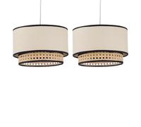 Set of 2 Koral - Natural Rattan and Cane 25 cm Easy Fit Pendant Shades