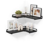 Set of 2 L-Shaped Floating Shelves, Black / Set of 2