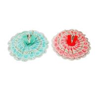 Set of 2 Laddu Gopal Dress Cloth Bhagwan Poshak of God Bal Gopal Kanha Krishna Kanhaiya Dev Vastra for Metal Idol Statue for Indian Traditional Janmashtami Festival(Size:-3-5No.Dia-10")(Pink,Green)