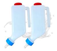Set of 2 Lamb Breeding Bottles, 500 ml / 800 ml Milk Bottle with Scale and Teat, Hanging Goat Drinker for Lambs, Calves, Puppies and Foals - Sturdy PP Material