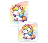 Set of 2 Laminated Colouring Book Page Protectors. Stops Bleed Through. Free Alcohol Cleaning Wipes Included! (Unicorn 2)