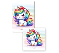 Set of 2 Laminated Colouring Book Page Protectors. Stops Bleed Through. Free Alcohol Cleaning Wipes Included! (Unicorn 4)