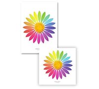 Set of 2 Laminated Colouring Book Page Protectors. Stops Bleed Through. Free Alcohol Cleaning Wipes Included! (Rainbow Flower)