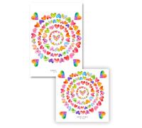 Set of 2 Laminated Colouring Book Page Protectors. Stops Bleed Through. Free Alcohol Cleaning Wipes Included! (Rainbow Hearts)