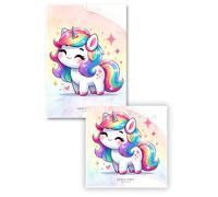 Set of 2 Laminated Colouring Book Page Protectors. Stops Bleed Through. Free Alcohol Cleaning Wipes Included! (Unicorn 3)