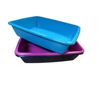 Set Of 2 Large Cat Litter Trays Plastic Pet Toilet Kitten Rabbit Training Litter Box 46cm