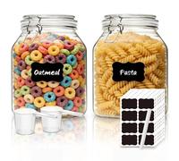 Set of 2 Large Clip Top Glass Jars with Lids Airtight 2600ml, Large Storage Containers, Kitchen Container Round Preserving Jar for Pickling, for Pasta, Sourdough Starter, Chutney, Pickling, Kitchen