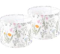 Set of 2 Large Drum Lampshades Floral Printed Lamp Shades - 16" x 16" x 12" - Ideal for Table & Floor Lamps Natural Linen- Hand Crafted - Farmhouse Decor - Assembly Required By GO&SO