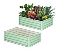 Set of 2 Large Galvanized Raised Garden Beds - Durable Outdoor Metal Planter Boxes, Open-Ended Base & Safety Edge, Easy Assembly, Rust-Resistant - Grow Vegetables, Flowers, Herbs - 6x3x1FT, Green