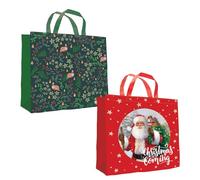 Set of 2 Large Jumbo Christmas Bags Xmas Presents Woven 40cm x 40cm Gift Bag - Reusable Present Bag/Shopper 3082