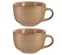 Set of 2 Large Orange Mugs 400ml Distressed Tea/Coffee/Hot Chocolate Stoneware Coffee Cups Wedding Anniversary Housewarming Kitchen Gift