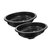 Set of 2 Large Oval Plastic Plant Pots for Bonsai with Drainage Shallow Flower Pots for Home Gardening Ideal for Balcony & Garden Accessories 440ml Capacity