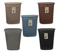 (Set of 2)- Laundry Basket with Lid Knit Design Rectangular Virgin Plastic Bin Storage Basket Wash Basket Lovely for Home and Kitchen - 45 Litre -43 x 30.5 x 29.5 cm (Random)