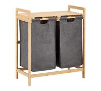 Beliani Set Of 2 Laundry Baskets With Shelf Azufrera Bamboo Light Brown/ Grey 70 L