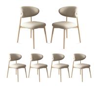 Set of 2 Leather Dining Chairs - High-Resilience Spon Cush Solid Wood Legs table & Slish for Kitchen/Dining Room Khaki & Wood Color Modern Design