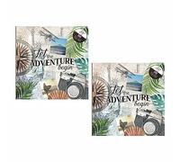 Set of 2 - 'Let the Adventure Begin' Photo Album 200 Slip-in Pockets of 6x4" (10x15cm) Memo Writing Space/Section Beside Photograph Memories Picture Album Memory Book Collection Birthday Travelling