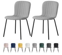 (SET OF 2, LIGHT GREY) 2/4/6Pcs Fabric Dining Chair with Metal Legs Bella