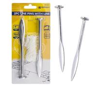 Set of 2 LINE PINS with 8M LINE Builders Brick Laying 6" PINS New DIY Hand Tool