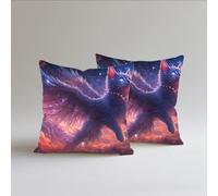 Set of 2 Linen Cushion Covers, Cat Cushions 50x50cm Square Throw Pillow Cases, Decorative Throw Pillowcases with Invisible Zipper, Livingroom Sofa Bedroom for Home Décor, Sofa, Starry Sky S0A-306