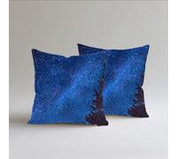 Set of 2 Linen Cushion Covers, Starry Sky Cushions 50x50cm Square Throw Pillow Cases, Decorative Throw Pillowcases with Invisible Zipper, Livingroom Sofa Bedroom for Home Décor, Sofa, Landscape S0A509