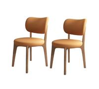 Set of 2 Lounge Dining Chairs, Upholstered Back, Solid Wood Legs, Easy Assembly, Ideal for Living & Dining Areas, B-Light Khaki, 17.7"x18.1"x31.5"