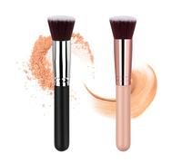 Set of 2 make-up brushes, foundation brush, professional make-up brush for foundation and concealer, dense synthetic bristles, brush make-up for liquid, creamy or powdery make-up