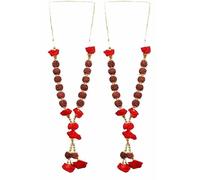 Set of 2 Mala Artificial Rudraksha Rose Flower Haar Mala for God Idol Statue Photo Frame Indian Traditional God Jewel Pooja Sringar Articles Ornaments Temple Festival Decorations (Size:-10")