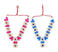 Set of 2 Mala for Laddu Gopal/Devi Maa/Radha Krishna/Ganesh Ji Indian Traditional Festival God Goddess Set Deities jewellary All God Idol Statue Pooja Items (Size:- 3")(Pink,Blue)