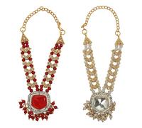 Set of 2 Mala for Laddu Gopal/Devi Maa/Radha Krishna/Indian Traditional Festival Laxmi Poojan Holi Decorations Decor God Goddess Set Deities jewellary All God Idol Statues(Size:-4")(Red,White)
