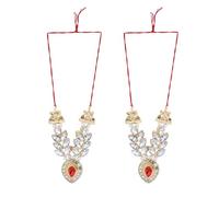 Set of 2 Mala Moti Beads Mala Set for Laxmi Ganesh Devi Maa Radha Krishna Puja Goddess Haar Sringar Set Deities Jewellery for Traditional Festival God Idol Statue(Size:-1.5")(White)
