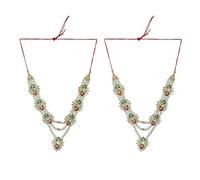 Set of 2 Mala Moti Beads Mala Set for Laxmi Ganesh Devi Maa Radha Krishna Puja Goddess Haar Sringar Set Deities jewellery for Traditional Navratri Festival God Idol Statue(Size:-3")(Multicolor)
