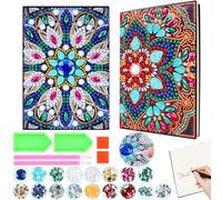 Set of 2 Mandala A5 Notebook Diamond Painting, Craft Set Gift Girls 6 7 8 9 10 Years, Blank Diamond Painting, 5D DIY Diamond Pasted Painting Notebook Kits, Notebook Kit, Notebook School Supplies Craft