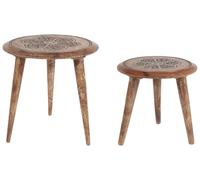 Set of 2 Mango Wood Side Tables Dark TURUA