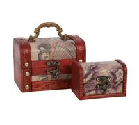 Set Of 2 Map Design Treasure Chest Trinket Boxes - Decorative Storage