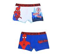 Set of 2 Marvel Spider-Man Boxer Shorts for Boys with Superhero Print, White, Blue, 3-4 anni