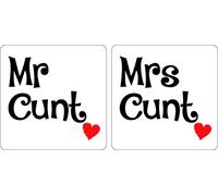 Set of 2 Matching Mr C**t and Mrs C**t Coasters