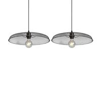 Set of 2 Matt Black Mesh Easy Fit Ceiling Pendant Light Shades, Metal Wire, 43cm Diameter
