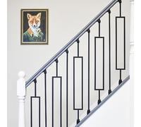 Set of 2 Matte Black "Enfield" Steel Stair Spindles - Pattern 10 - with Adjustable Rake Brackets
