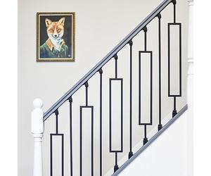 Set of 2 Matte Black "Enfield" Steel Stair Spindles - Pattern 10 - with Adjustable Rake Brackets