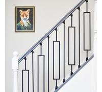 Set of 2 Matte Black "Enfield" Steel Stair Spindles - Pattern 10 - with Fixed Rake Brackets