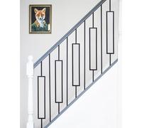 Set of 2 Matte Black "Enfield" Steel Stair Spindles - Pattern 10 Without Brackets