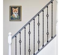 Set of 2 Matte Black "Enfield" Steel Stair Spindles - Pattern 14 - with Fixed and Adjustable Rake Brackets
