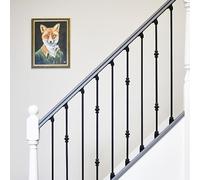 Set of 2 Matte Black "Enfield" Steel Stair Spindles - Pattern 3 - with Fixed and Adjustable Rake Brackets