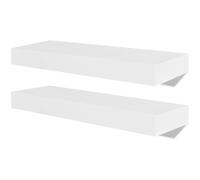 Set of 2 MDF Floating Cubes Wall Storage Book CD Display Shelves White
